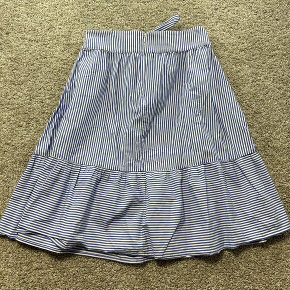J. Crew Striped Tie Waist Midi Skirt Blue White 12 - Picture 4 of 9
